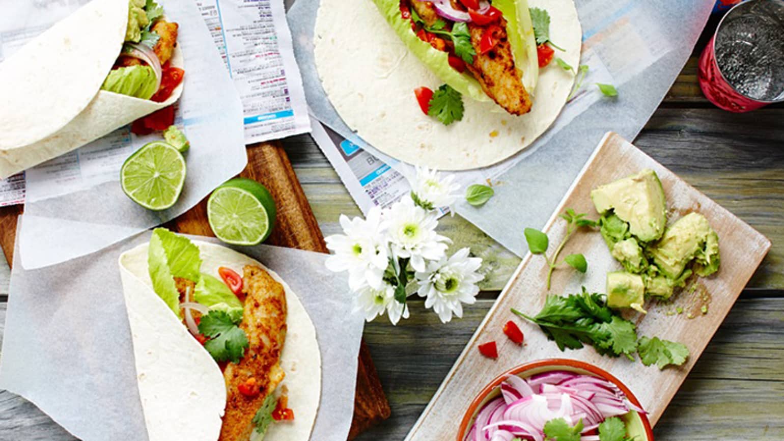 Fish Burritos with Smashed Avocado & Lime Recipe